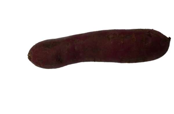 Batata doce Roxa com polpa Roxa. A polpa tem uma textura húmida e o seu sabor é semelhante ao das restantes batatas-doces.