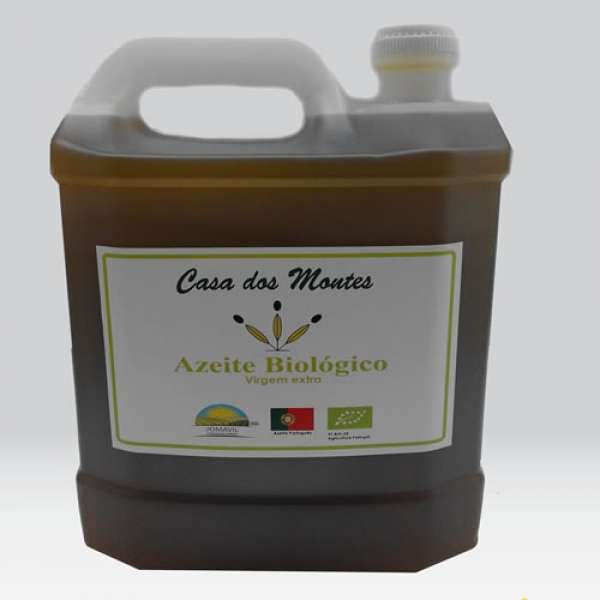 Azeite Extra Virgem Bio, 5 l. Produção Casa dos Montes. Produto proveniente de agricultura biológica certificada.